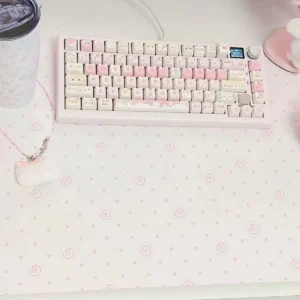 Tapis Gaming Cuir Pu - Mignon à Pois Roses