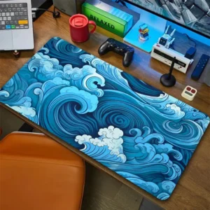 Tapis Gaming XXL Vagues Bleues 900x400
