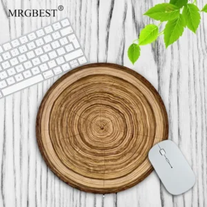 Tapis souris gaming bois rond antidérapant