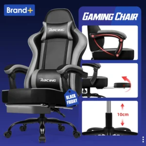 Chaise Gaming AUTHMIC Ergonomique - 170° Inclinable & Respirante